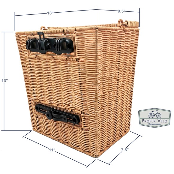 Wicker Bicycle Rear Basket, Proper Velo Quick Release Bike Pannier (Seconds) - Picture 8 of 16